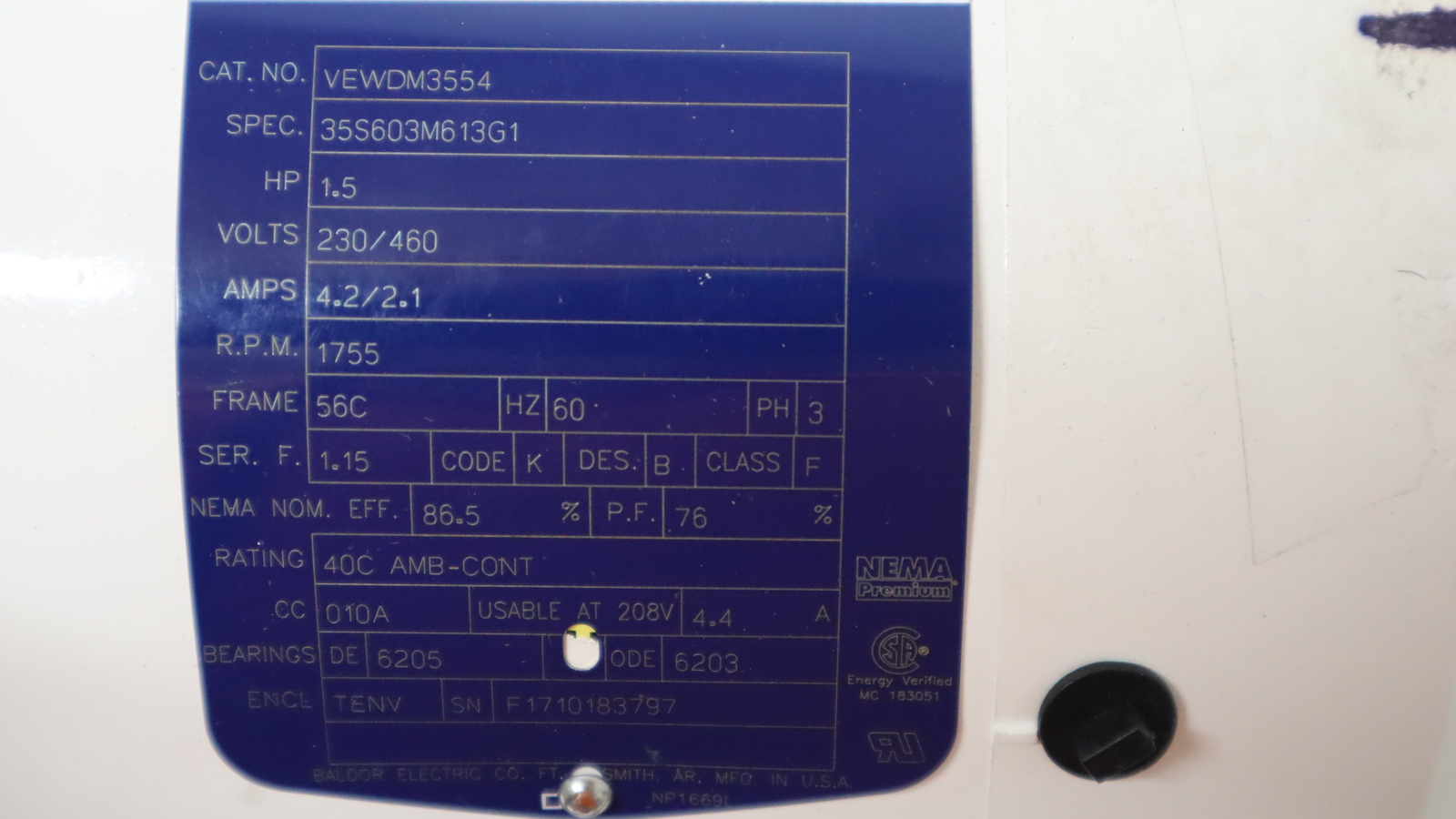 MTR,US,L/REDUCER,F/100L MIXER,1HP,230/460V,3PH,60HZ,TEFC,56C